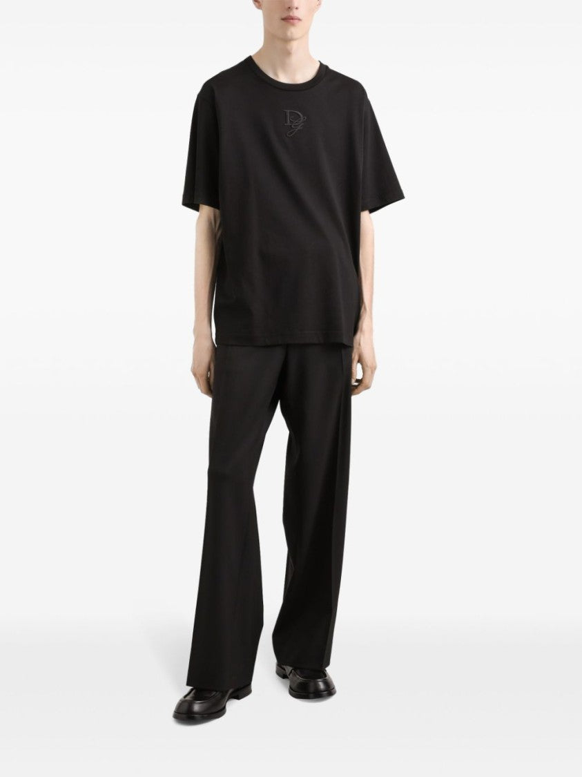 Dolce & Gabbana Relaxed Fit Black T-Shirt With Embossed Logo
