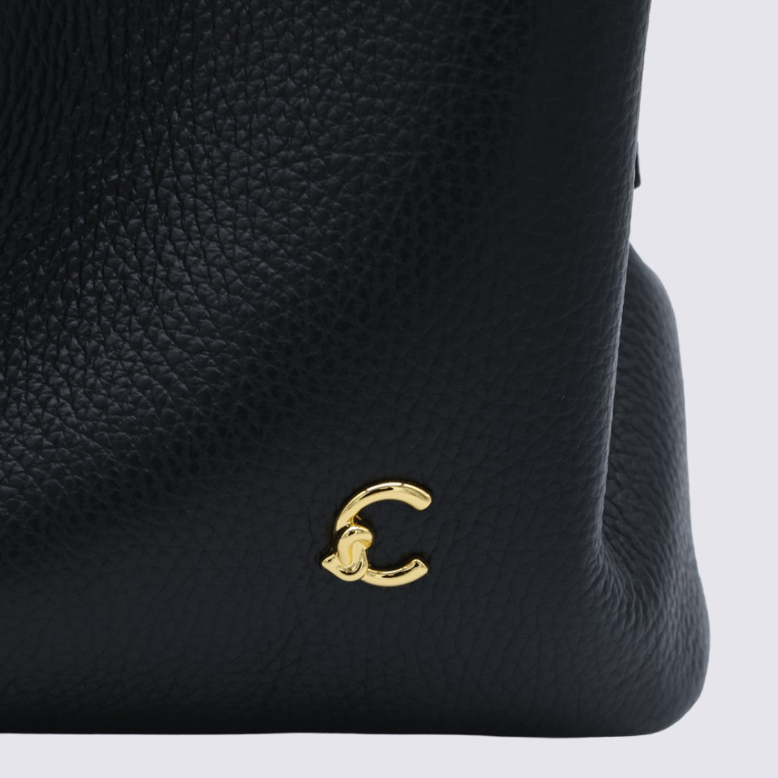 Coccinelle Structured Black Handbag With Gold-Tone Logo
