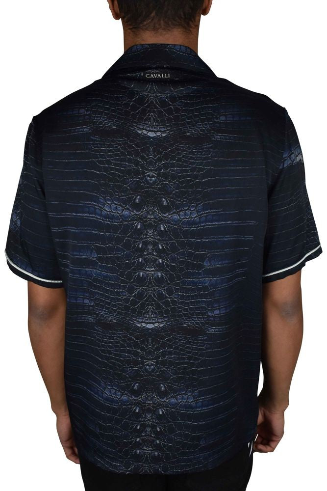 Roberto Cavalli Caiman Print Short-Sleeve Shirt With Logo Detail