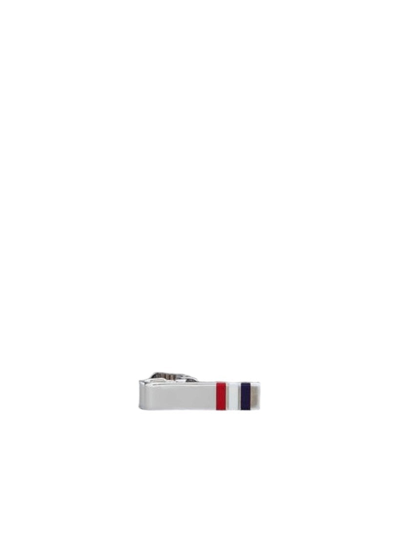 Thom Browne Sleek Silver Tie Clip With Enamel Accents