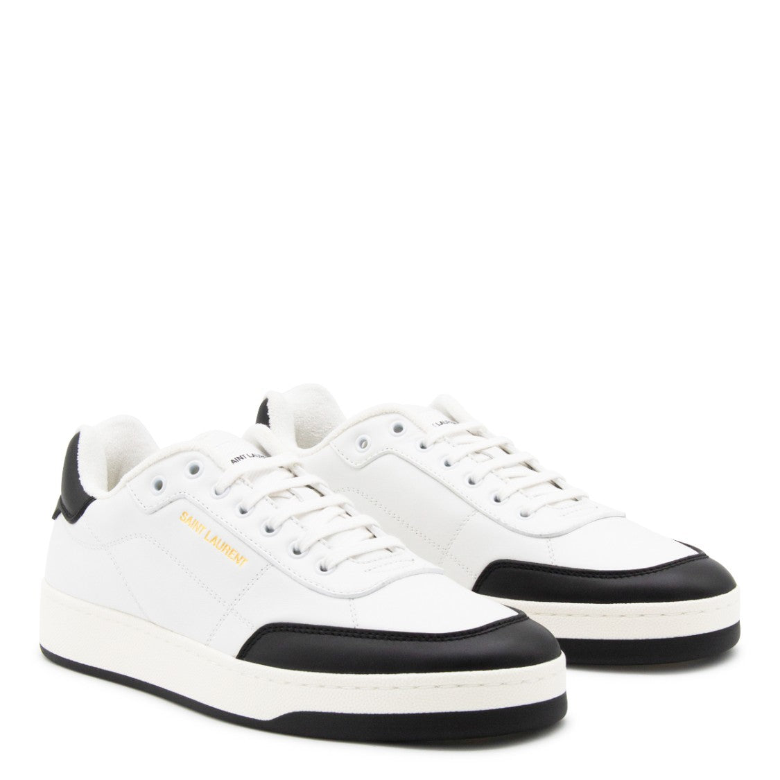 Saint Laurent Round Toe Leather Sneakers