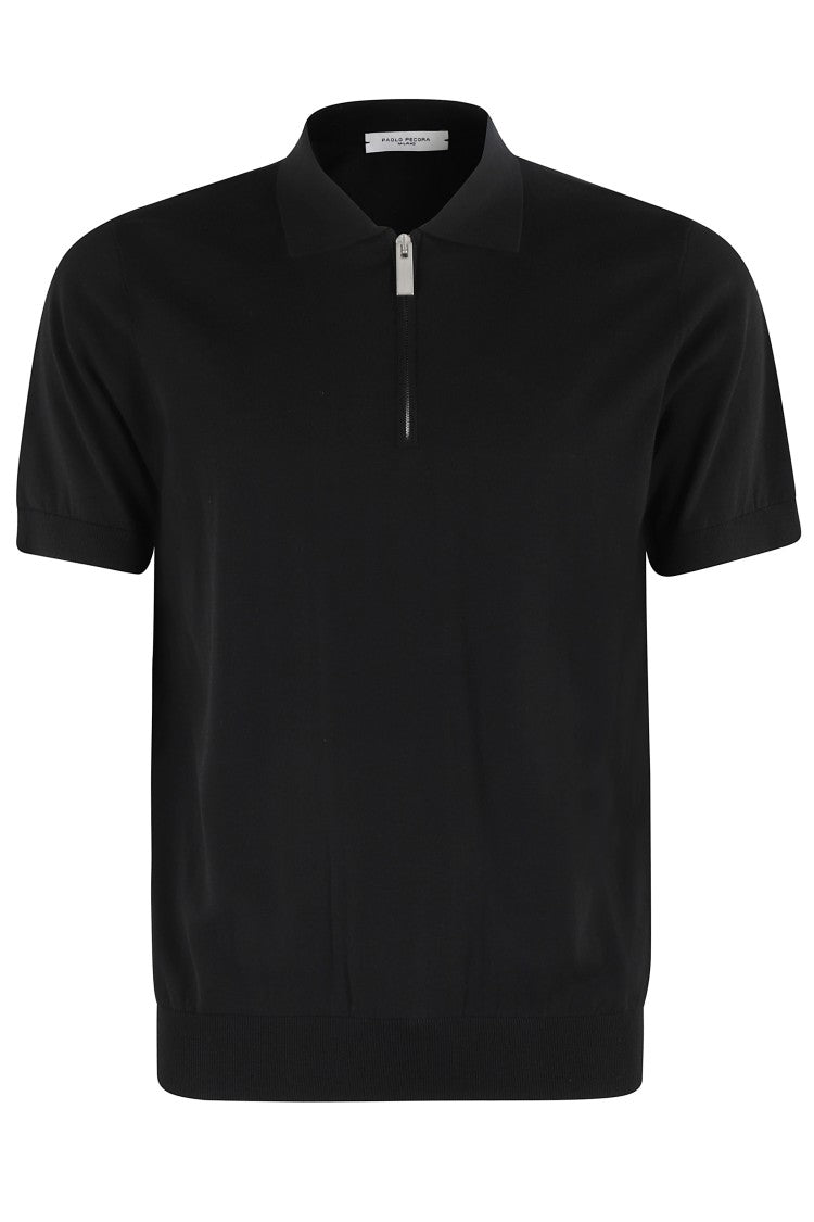 Paolo Pecora Polo Shirt With Zip Collar And Ribbed Trims