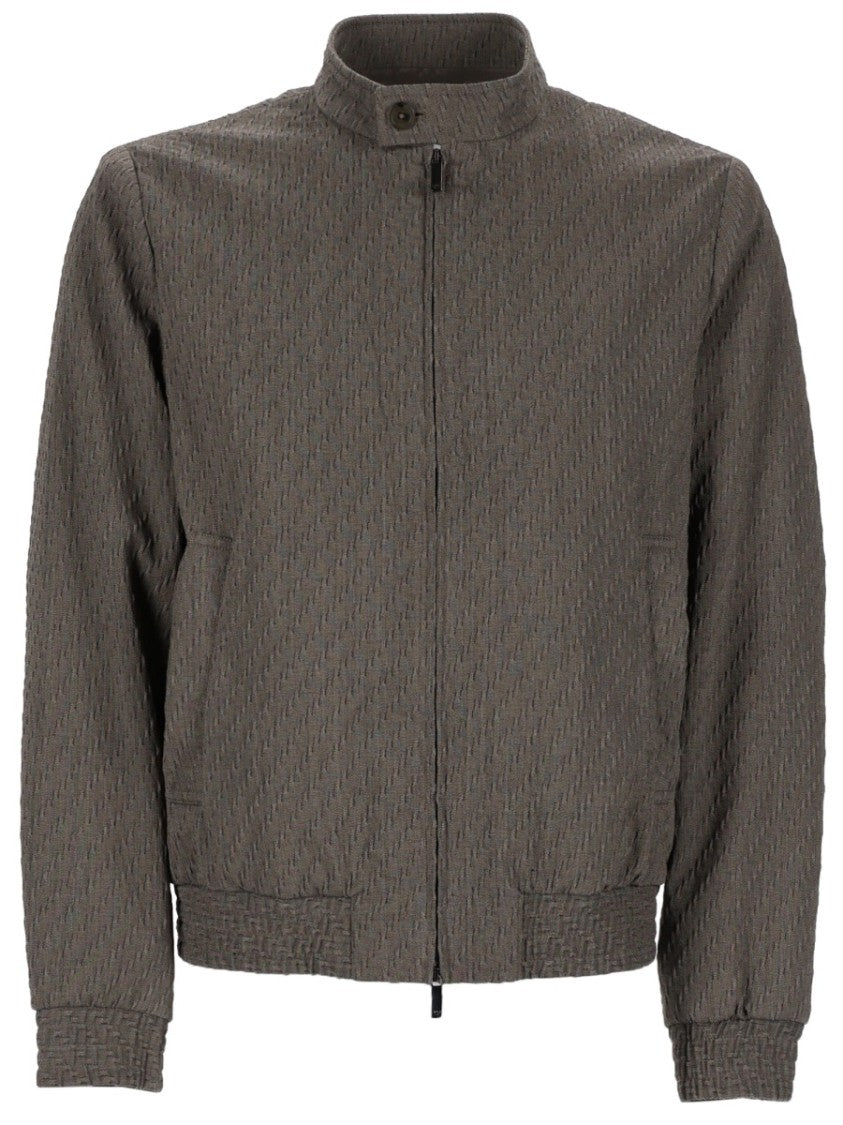 Emporio Armani Textured Pattern Blouson Jacket