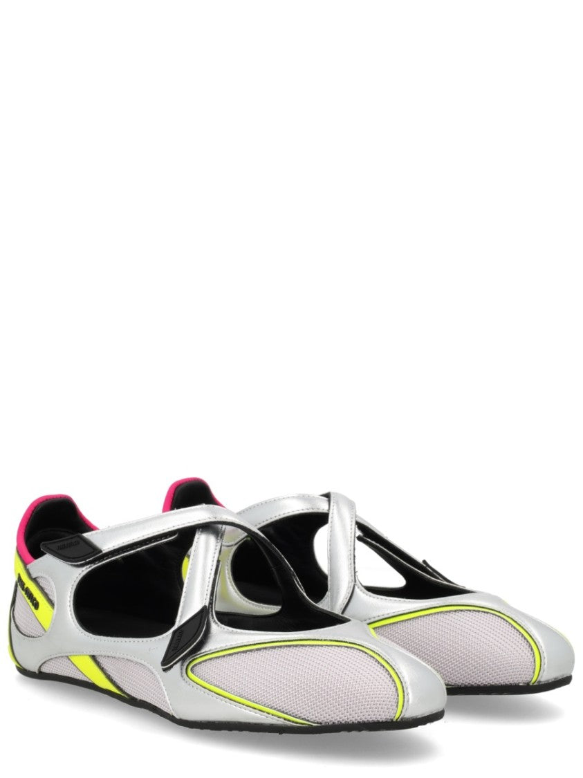 The Attico Silver Floor01 Metallic Mesh Flats