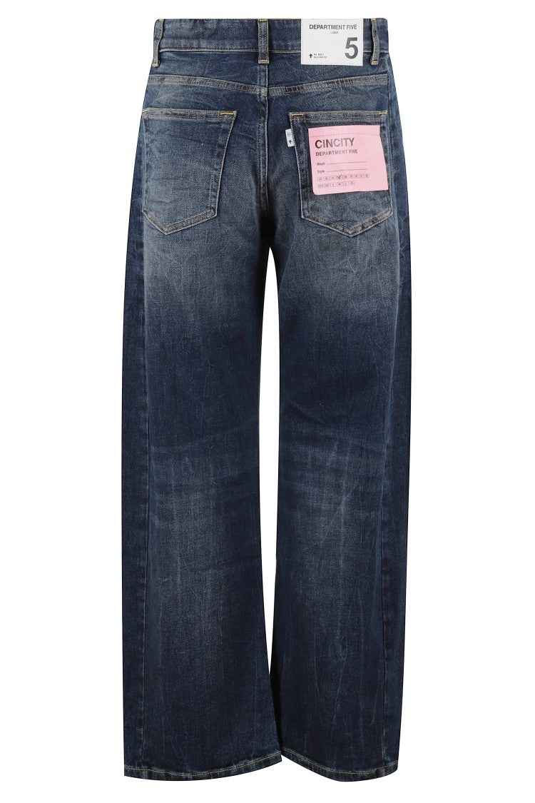 Department Five Curved Wide Leg Jeans With Vintage Wash