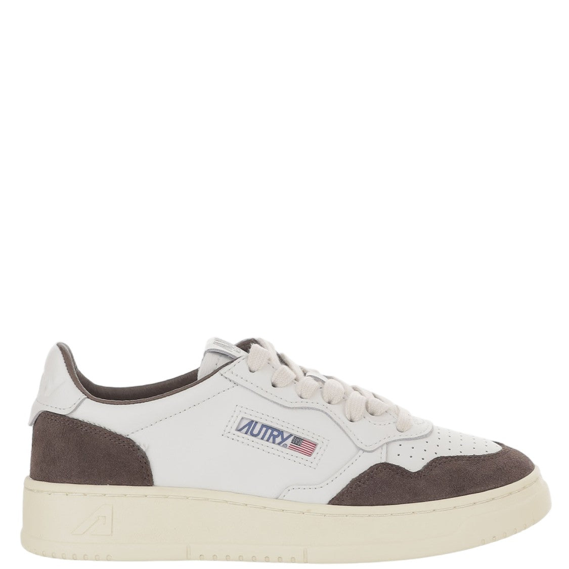 Autry Round Toe Leather Sneakers With Suede Inserts And Logo Details