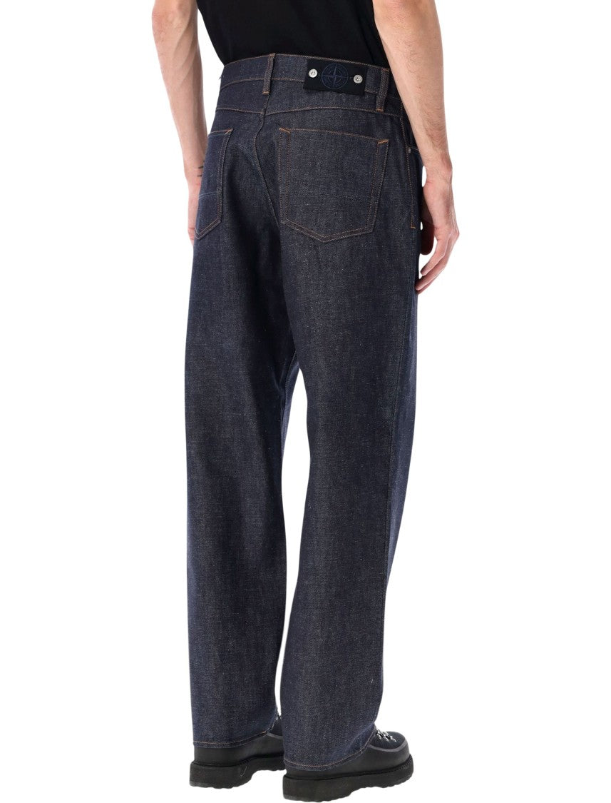 Stone Island Indigo Raw Denim Loose Jeans