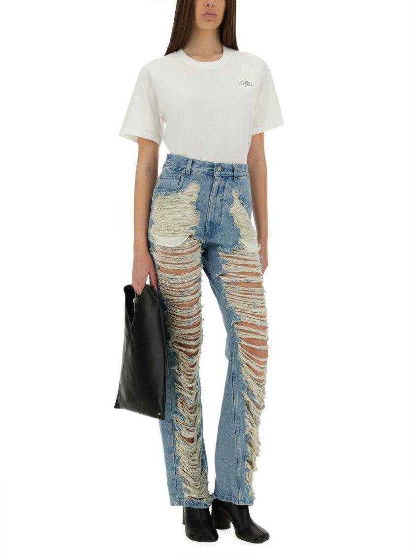 Mm6 By Maison Margiela "Destroyed" Straight Jeans