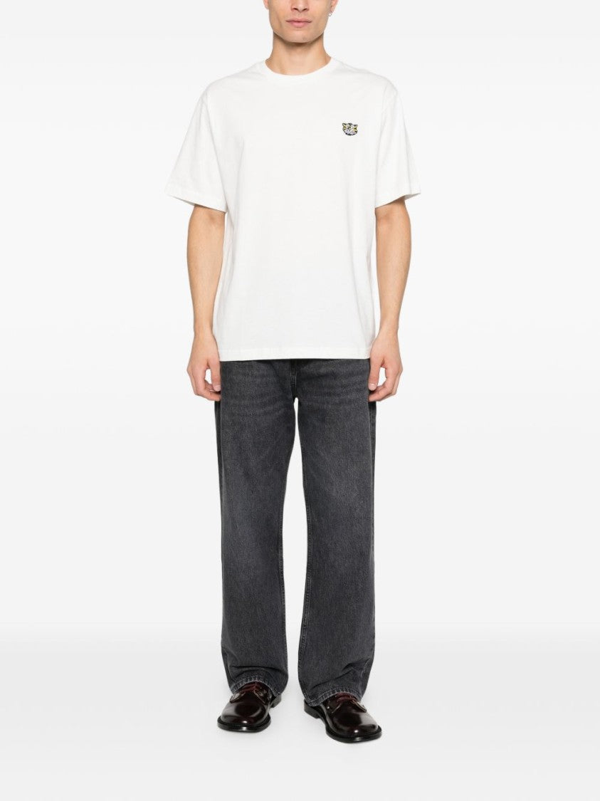 Kenzo Embroidered White Cotton T-Shirt With Relaxed Fit