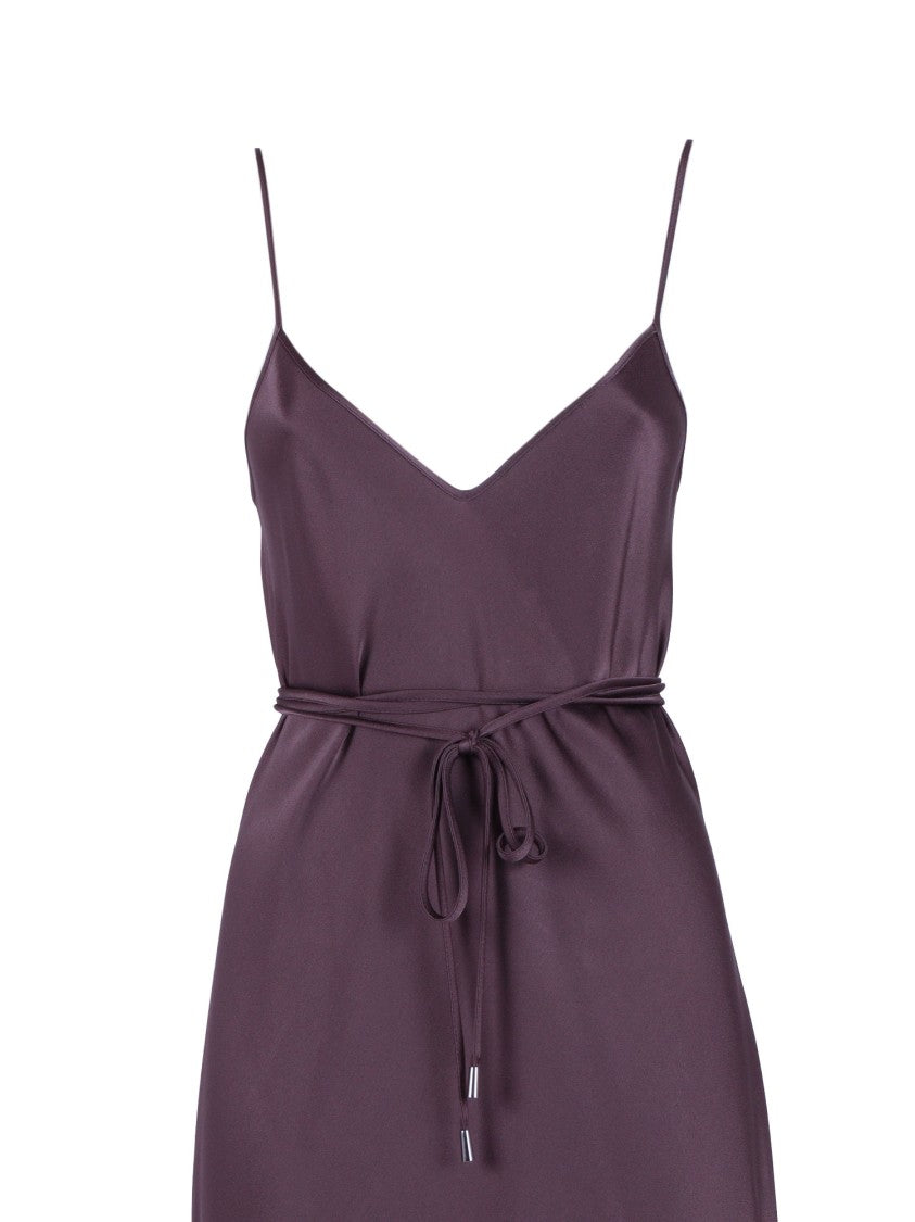Antonelli Firenze Deep V Neck Tie Belted Midi Dress