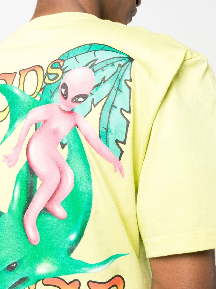 Gcds Yellow Surfing Wirdo Cotton T-Shirt