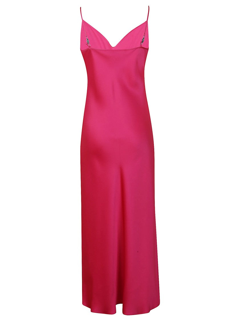 Max Mara Maxi Dress With Deep V-Neckline And Embellished Straps