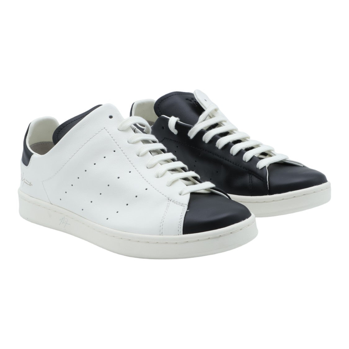Y-3 Low-Top White Leather Sneakers With Black Accents