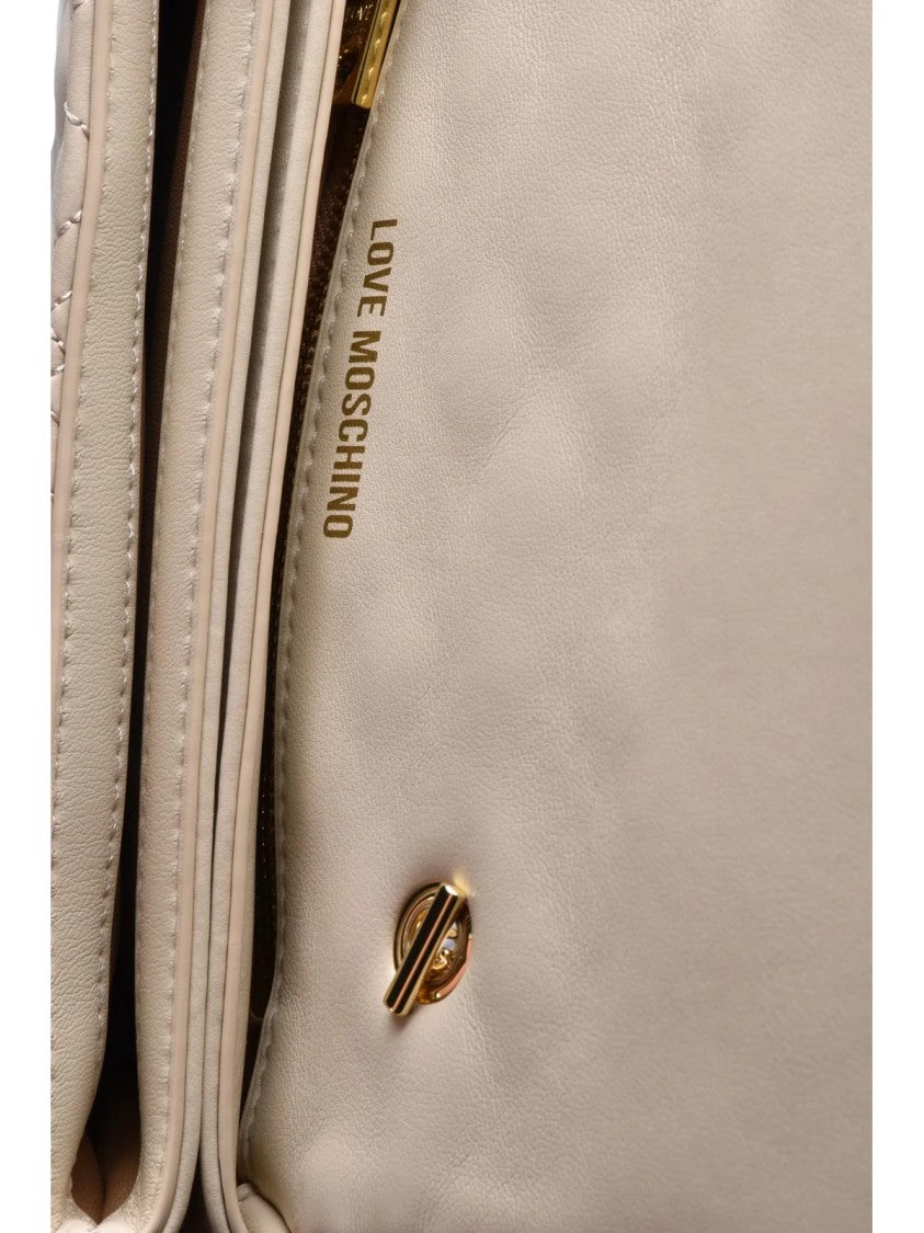 Love Moschino White Polyurethane Quilted Shoulder Bag
