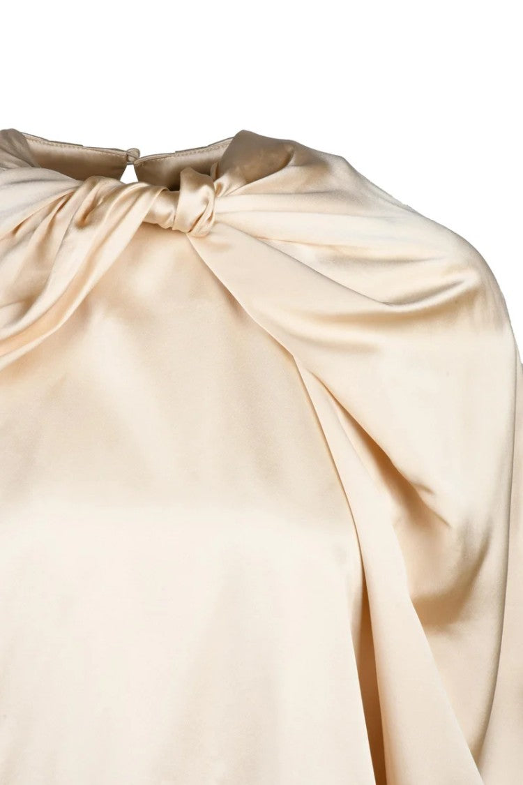 Max Mara Key Satin Blouse Silk - Beige