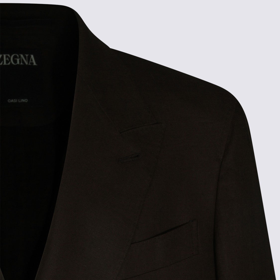 Zegna Double-Breasted Black Jacket With Classic Notch Lapel