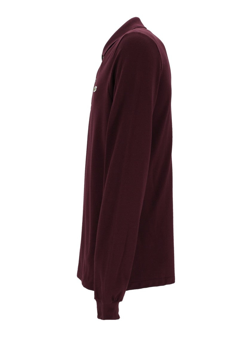 Lacoste Burgundy Embroidered Long-Sleeve Polo Shirt