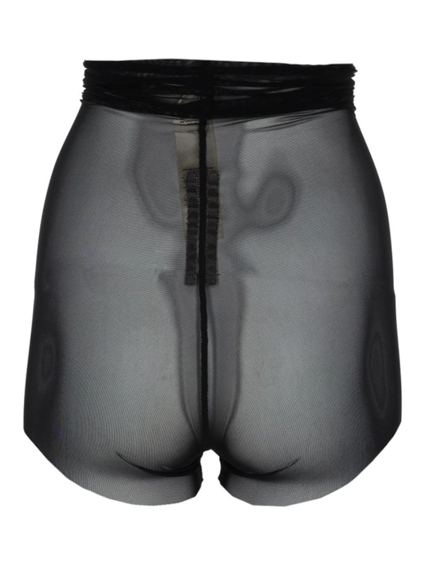 Rick Owens Mesh Fabric Ruched Waistband Shorts