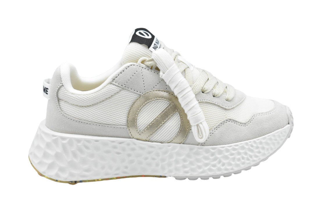 No Name White Suede Fabric Textured Sole Sneakers