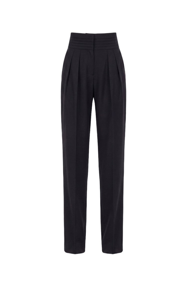 Saiid Kobeisy Crepe Fabric Straight-Leg Trousers With High-Rise Waist