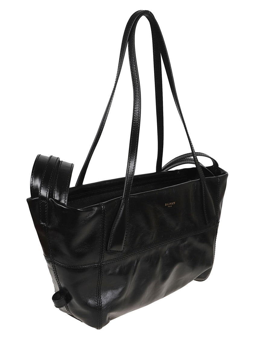 Balmain Smooth Calf Leather Shopper Bag With Adjustable Strap