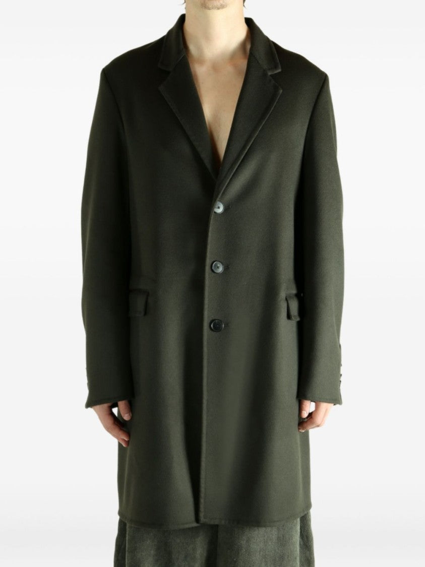 Givenchy Green Notched Lapel Flap Pocket Coat
