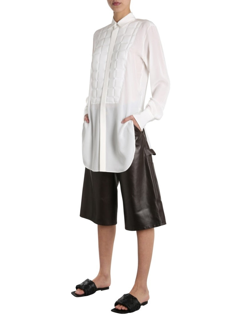 Bottega Veneta Structured Quilted Silk Shirt With Button Closure