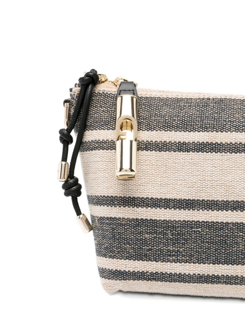 Furla Rectangular Striped Woven Clutch