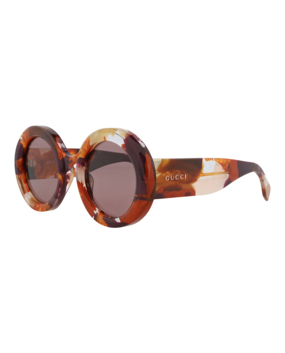 Gucci Round-Frame Recycled Acetate Sunglasses With Saddle Nose Bridge
