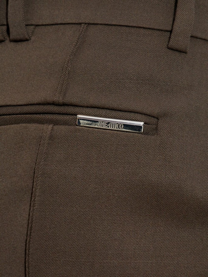 The Attico Tailored Brown Trousers With Slightly Flared Silhouette