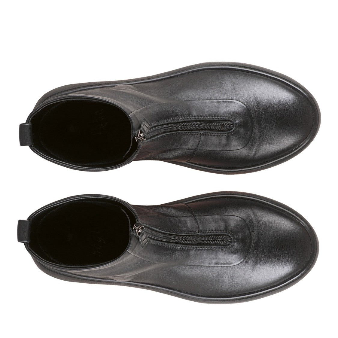 Högl Black Dylan Smooth Leather Front Zipper Wedge Ankle Boots