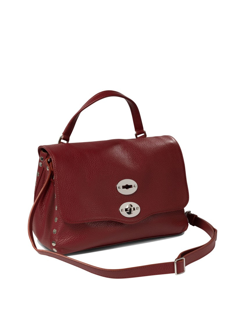 Zanellato Textured Leather Handbag With Dual Silver-Tone Lock Closure