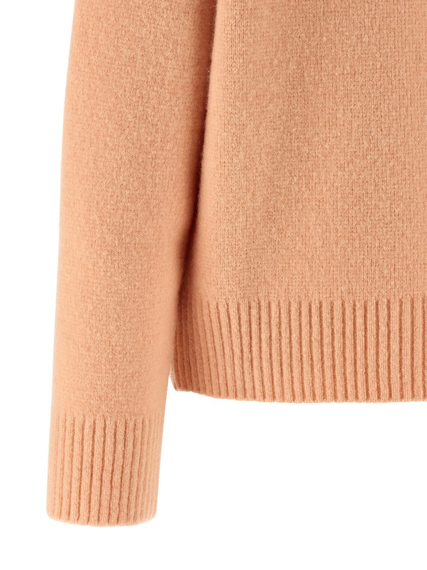 Ami Wool And Alpaca Blend Sweater With Intarsia Heart Design