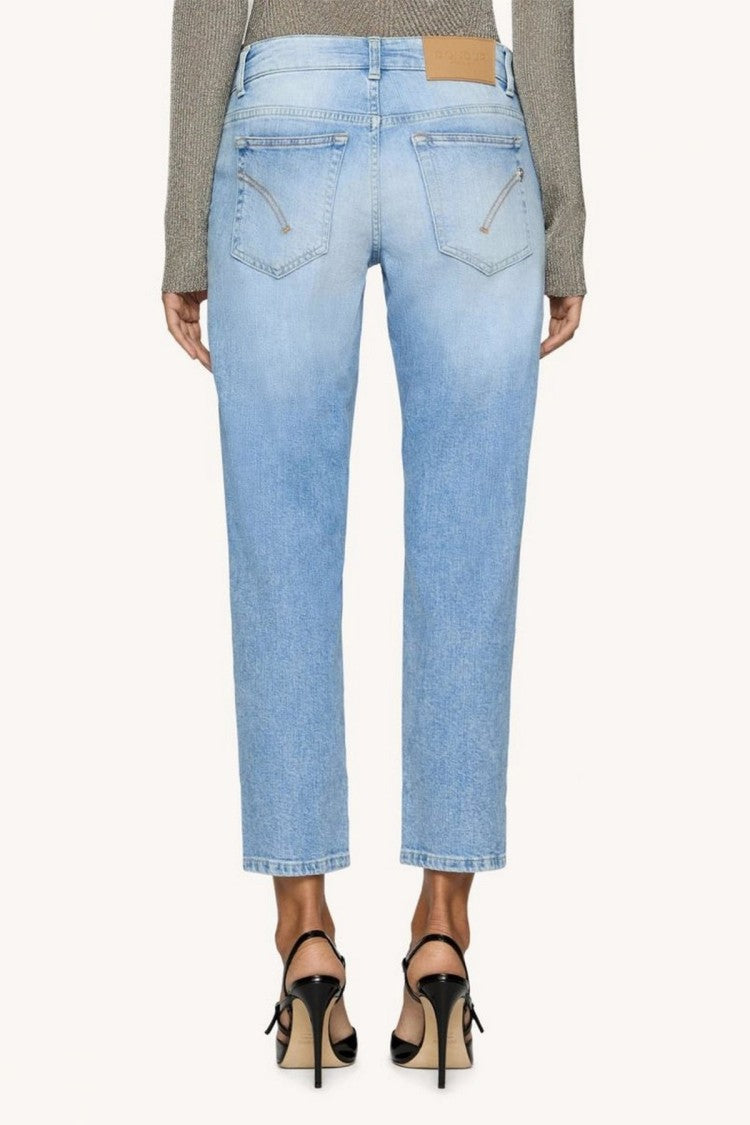 Dondup Blue Cotton-Elastane Light-Wash Tapered Jeans