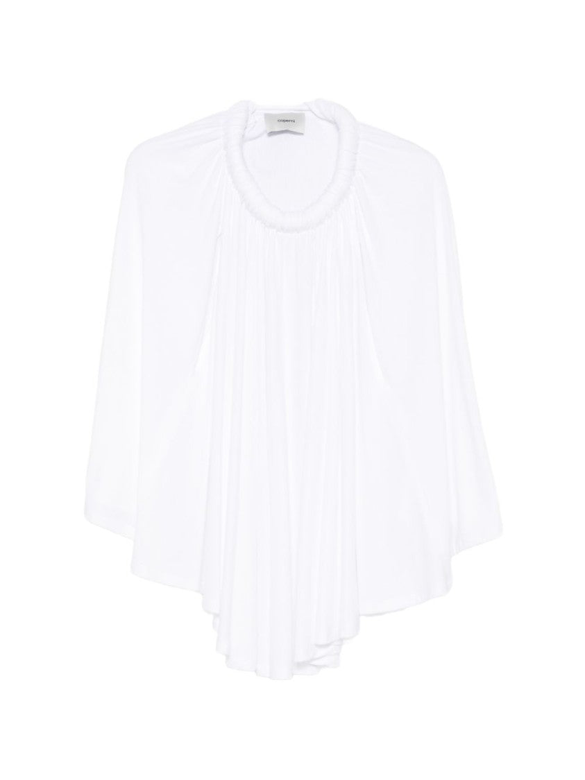 Coperni White Flowing Draped Sleeves Cape Top