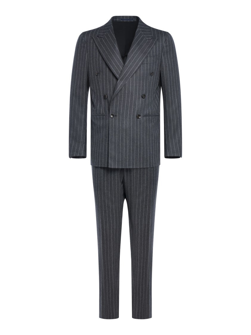Franzese Collection Double-Breasted Pinstriped Suit In Super 120'S Virgin Wool