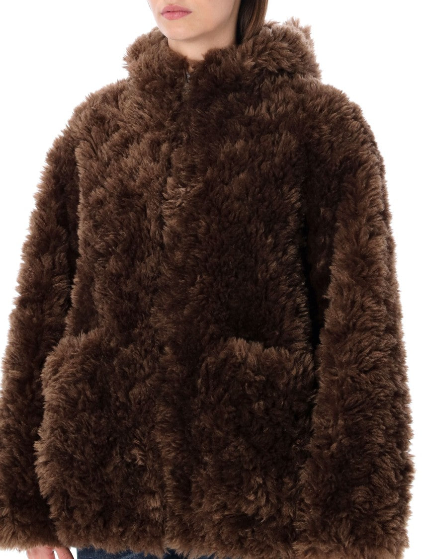 Urbancode Hooded Bomber Fur Curly Faux Fur Hooded Bomber Jacket