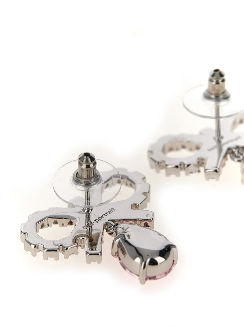 Self-Portrait 'Micro Bow Pink Droplet' Earrings