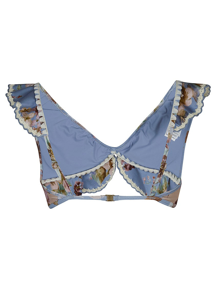 Zimmermann Awaken Floral Crochet Trim Bikini Top
