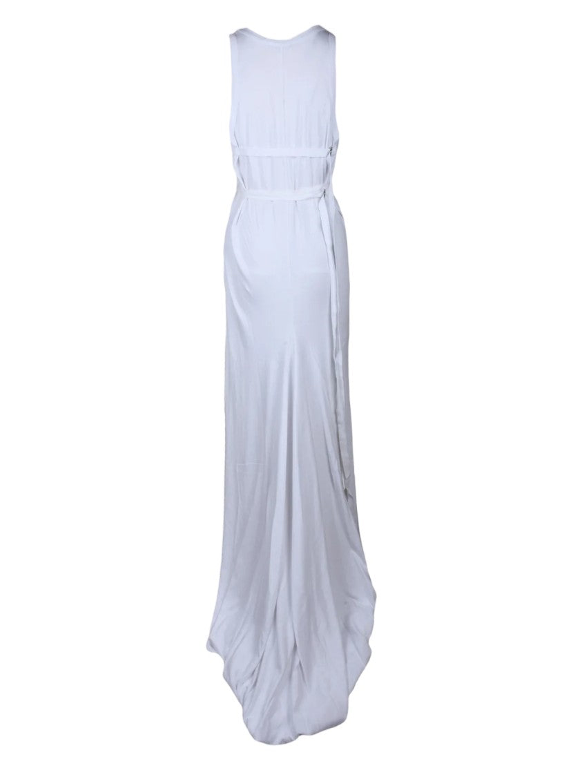 Ann Demeulemeester White Deconstructed Minimalist Cotton Maxi Dress