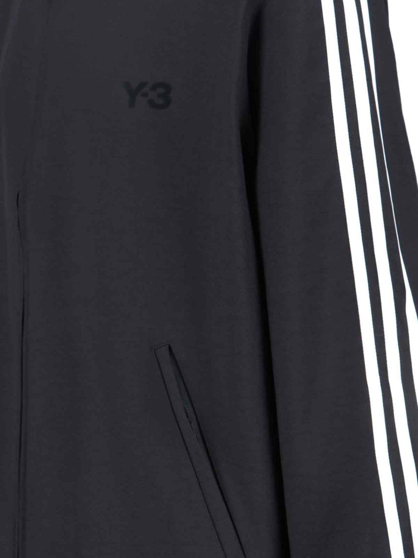 Y-3 Cropped Black Hoodie With Iconic Three-Stripes