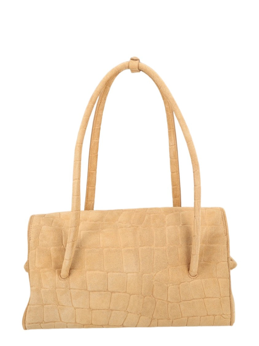 Jacquemus Beige Crocodile-Embossed Knot Shoulder Bag
