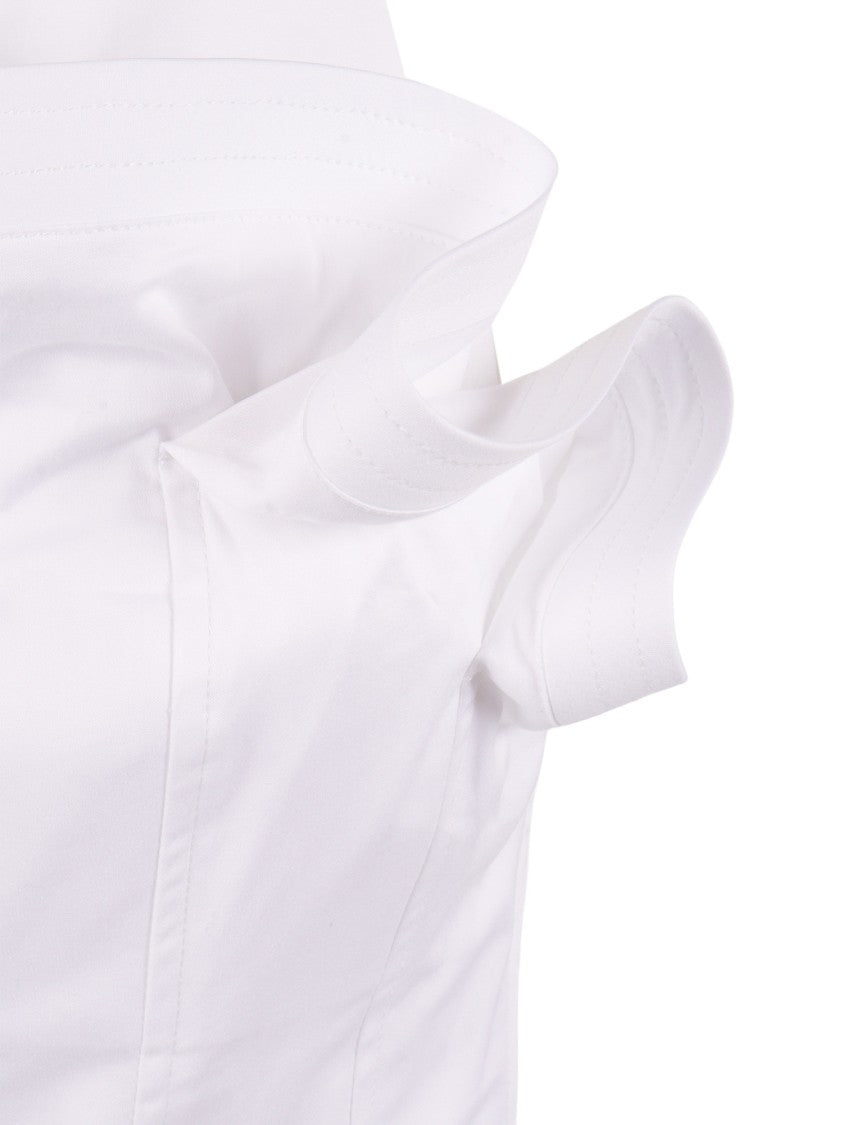 Elisabetta Franchi Structured Cropped Ruffled Sleeve Top