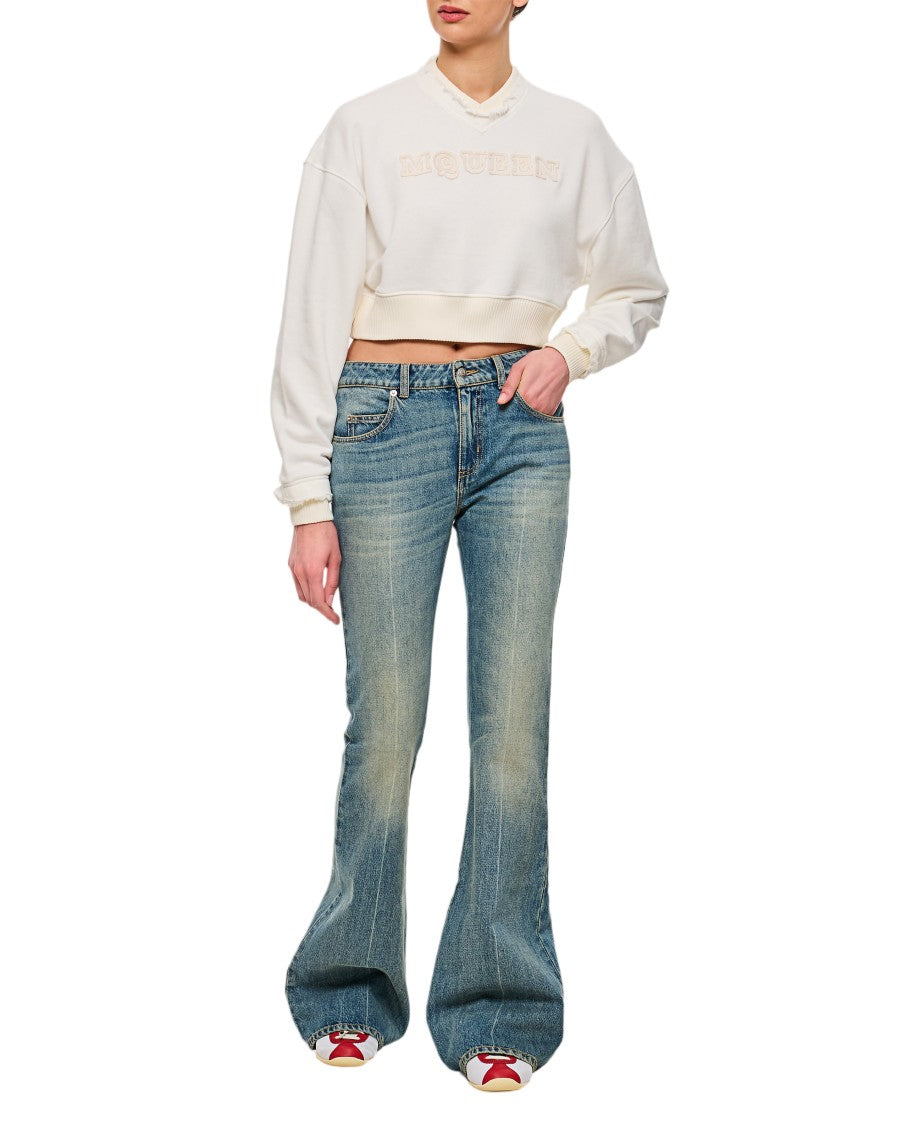 Alexander Mcqueen Cropped Sweatshirt With Double Cuff Detailing