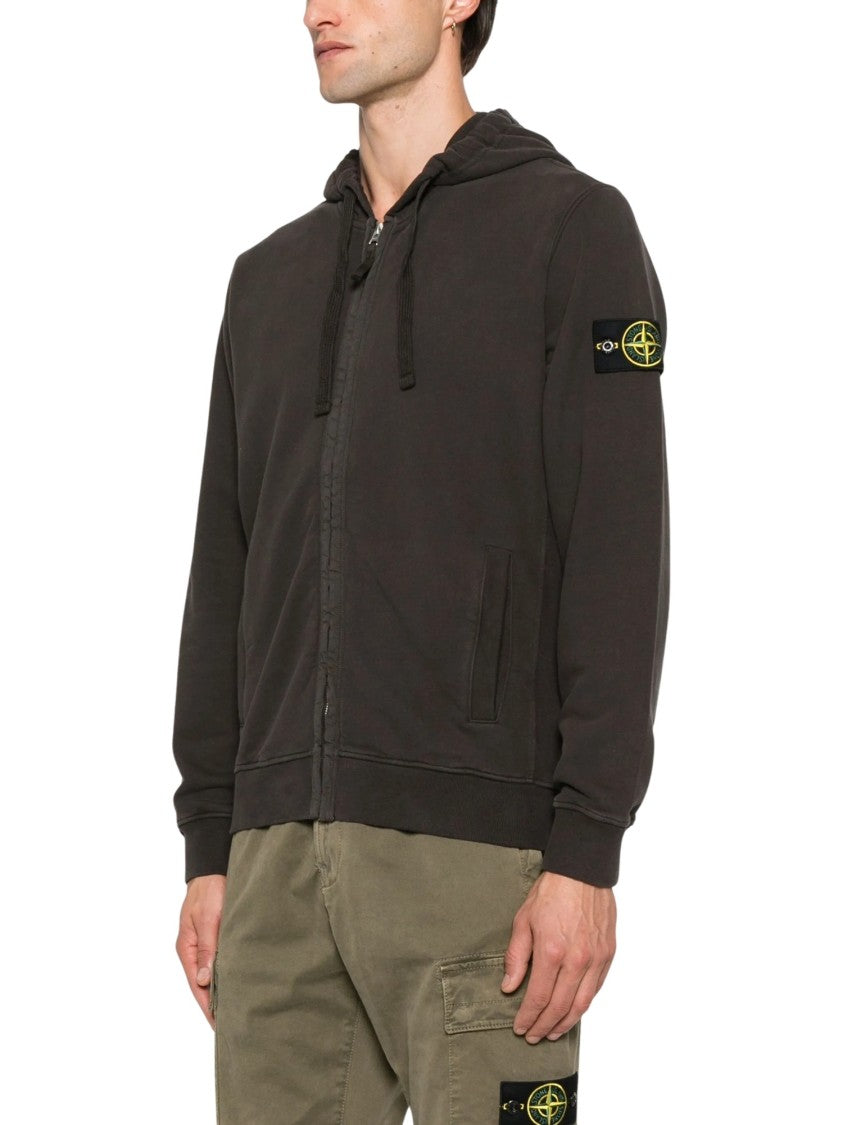 Stone Island Zip-Up Hoodie With Distinctive Patch Detail