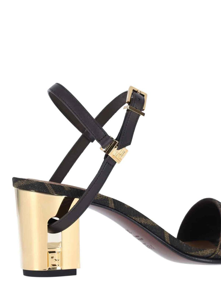 Fendi Brown Delfina Square Block Heel Sandals