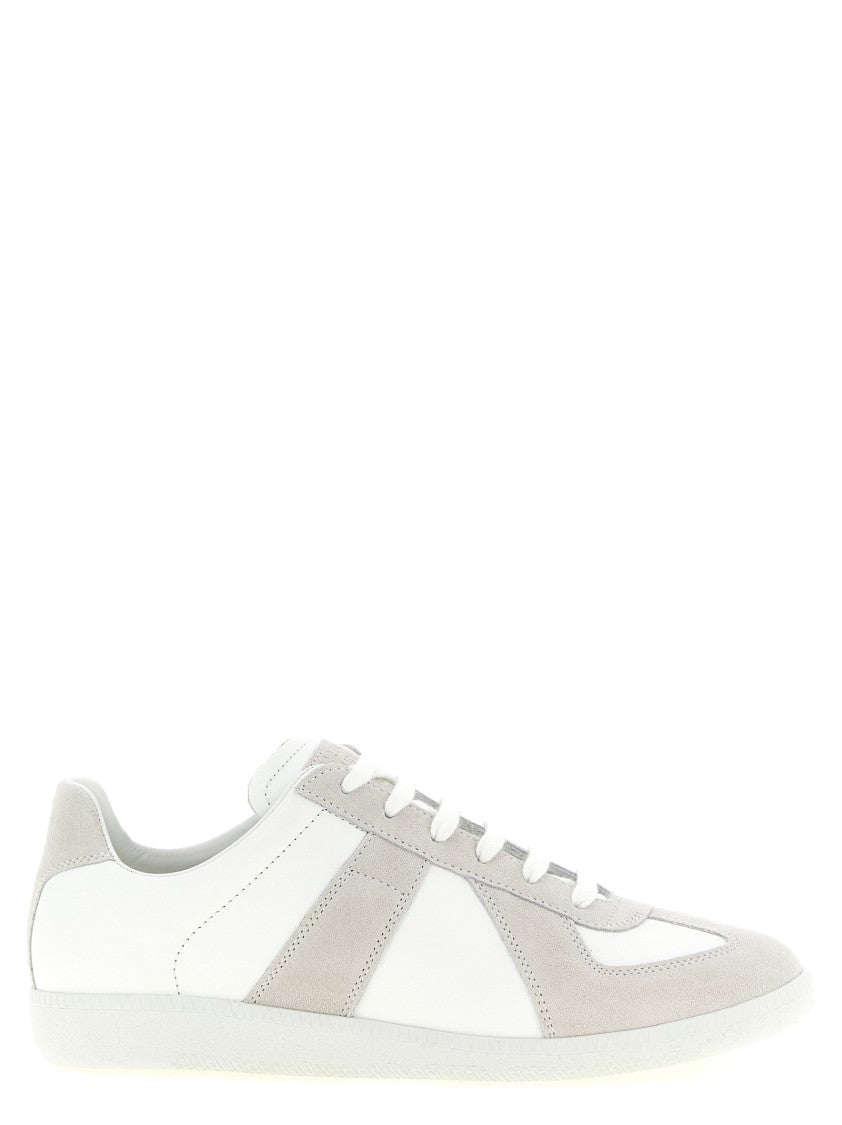 Maison Margiela Tone-On-Tone Nappa Leather And Suede Low-Top Sneakers