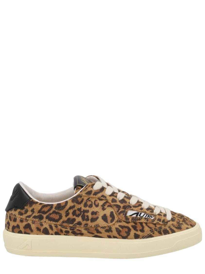 Autry Leopard Print Embossed Branding Sneakers