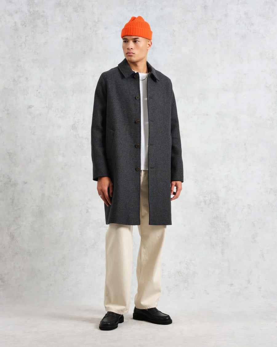 Wax London Mid-Length Charcoal Wool Blend Car Coat