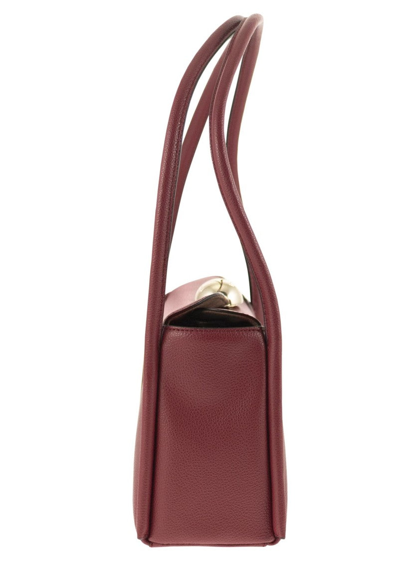 Furla Structured Burgundy Calfskin Leather Nicole Satchel